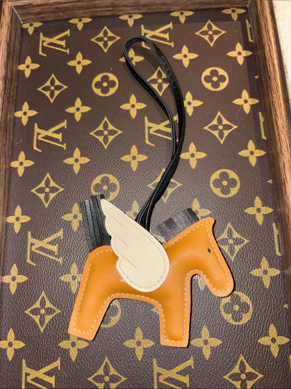 Designer-Inspired Leather look Winged Horse Bag Charm